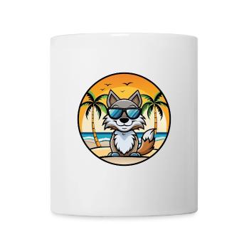 Wolf Funny Cartoon Summer Beach Sunglasses Sticker - Mug - white - Front