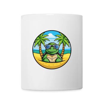 Schildkröte Lustige Cartoon Sommer Strand Sonnenbrille Cool - Tasse - Weiß - Vorne