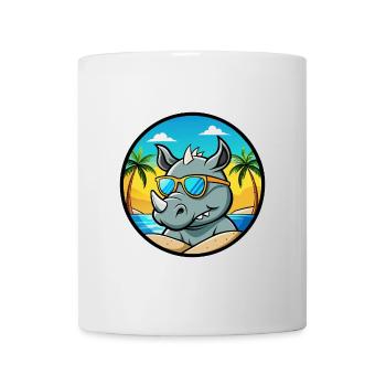 Rhino Funny Cartoon Summer Beach Sunglasses Cool - Mug - white - Front
