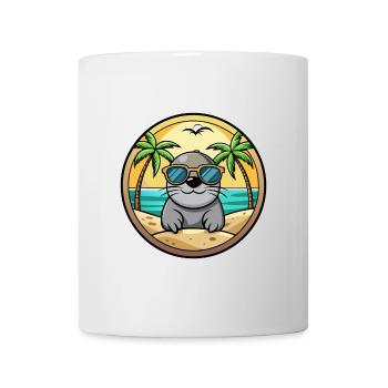 Siegel Lustige Cartoon Sommer Strand Sonnenbrille Aufkleber - Tasse - Weiß - Vorne