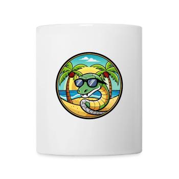 Schlange Lustige Cartoon Sommer Strand Sonnenbrille Cool - Tasse - Weiß - Vorne