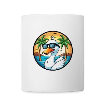Schwan Lustige Cartoon Sommer Strand Sonnenbrille Aufkleber - Tasse - Weiß - Vorne