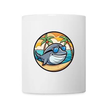 Baleine Drôle Dessin Animé Plage D’été Lunettes De Soleil Cool - Mug blanc - blanc - Devant