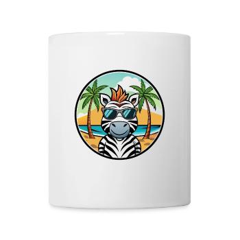 Zebra Funny Cartoon Summer Beach Sunglasses Cool - Mug - white - Front