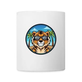 Tiger Lustige Cartoon Sommer Strand Sonnenbrille Cool - Tasse - Weiß - Vorne