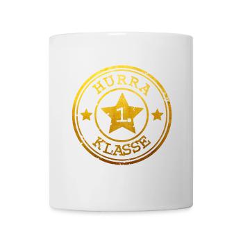 Hurrah 1st Class - Badge with Star - gold - Mug - white - Front