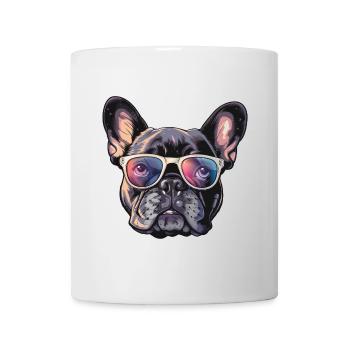 Französische Bulldogge, Frenchie, French Bulldog, - Tasse - Weiß - Vorne
