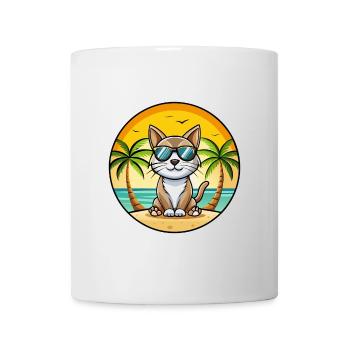 American Bobtail Cat Breed Cartoon Sunglass Beach - Mug - white - Front