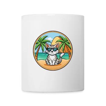 Ägäis Katzenrasse Cartoon Sonnenbrille Strand - Tasse - Weiß - Vorne