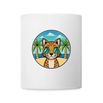 Bengalische Katzenrasse Cartoon Sonnenbrille Strand - Tasse - Weiß - Vorne