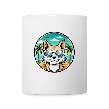 Lunettes de soleil de dessin animé de race de chat balinais plage - Mug blanc - blanc - Devant