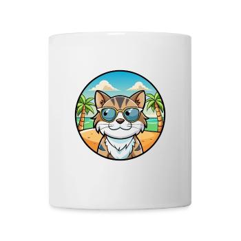 Lunettes de soleil de dessin animé de race de chat calicot dilué plage - Mug blanc - blanc - Devant