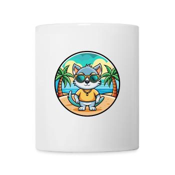 Khao Manee Cat Breed Cartoon Lunettes de soleil Beach - Mug blanc - blanc - Devant