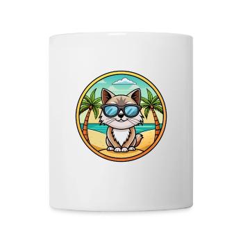 Birma Heilige Katzenrasse Cartoon Sonnenbrille Strand - Tasse - Weiß - Vorne