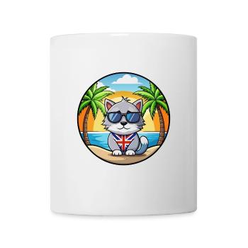 British Silver Cat Breed Cartoon Sunglasses Beach - Mug - white - Front