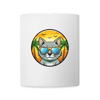 Chartreux Cat Breed Cartoon Sunglasses Beach - Mug - white - Front