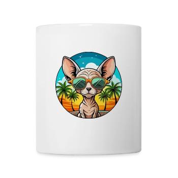 Devon Rex Cat Breed Cartoon Lunettes de soleil Beach - Mug blanc - blanc - Devant
