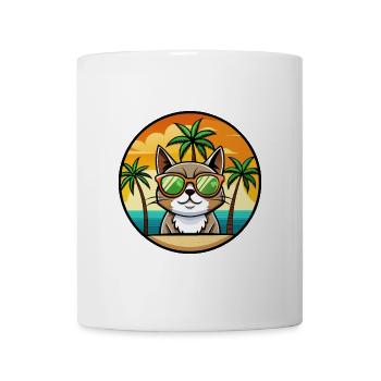 Exotische Kurzhaarkatze Rasse Cartoon Sonnenbrille Strand - Tasse - Weiß - Vorne