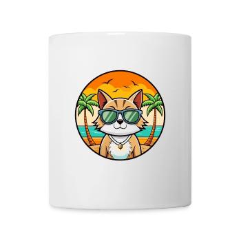 Europäische Kurzhaarkatze Rasse Cartoon Sonnenbrille - Tasse - Weiß - Vorne