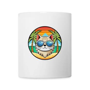 Gamme britannique de chats à poil long dessin animé lunettes de soleil plage - Mug blanc - blanc - Devant