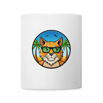 Eurasian Lynx Cat Breed Cartoon Lunettes de soleil Beach - Mug blanc - blanc - Devant