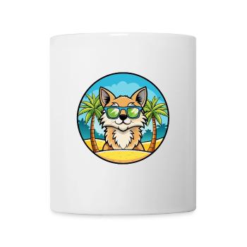 Lunettes de soleil de dessin animé de race de chat à poil long allemand plage - Mug blanc - blanc - Devant