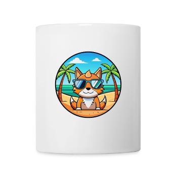 German Rex Cat Breed Cartoon Sunglasses Beach - Mug - white - Front