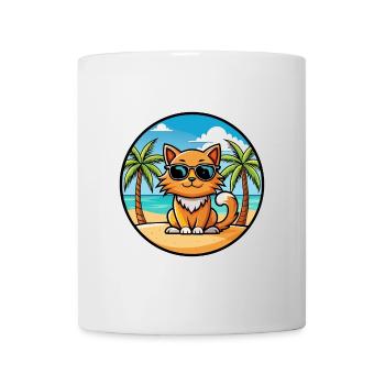 Ginger Longhair Cat Breed Cartoon Sunglasses Beach - Mug - white - Front
