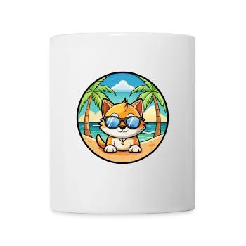 Munchkin Lunettes de soleil de dessin animé de race de chat plage - Mug blanc - blanc - Devant