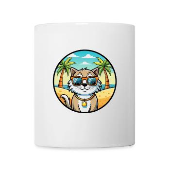Ragamuffin Lunettes de soleil de dessin animé de race de chat plage - Mug blanc - blanc - Devant