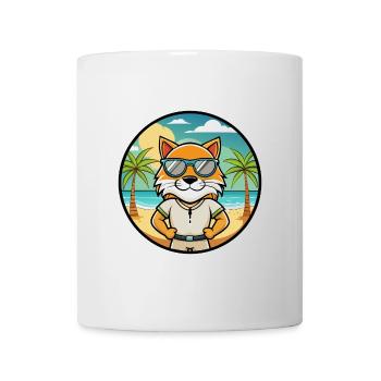 Highlander Cat Breed Cartoon Sunglasses Beach - Mug - white - Front