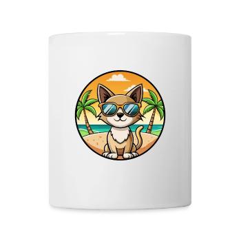 Siamese Shorthair Cat Breed Cartoon Sunglass Beach - Mug - white - Front
