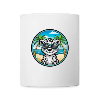 Léopard des neiges bébé chat race dessin animé lunettes de soleil plage - Mug blanc - blanc - Devant