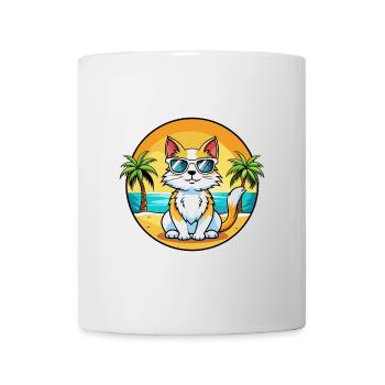 Lunettes de soleil de dessin animé de race de chat turc plage - Mug blanc - blanc - Devant
