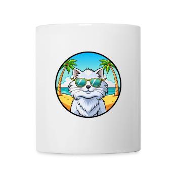 Weiße Langhaarkatze Persische Katzenrasse Cartoon Strand - Tasse - Weiß - Vorne
