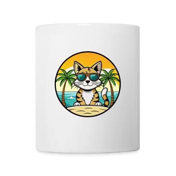 Ägäis Katzenrasse Cartoon Sonnenbrille Strand - Tasse - Weiß - Vorne