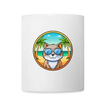 Gamme britannique de chats à poil long dessin animé lunettes de soleil plage - Mug blanc - blanc - Devant