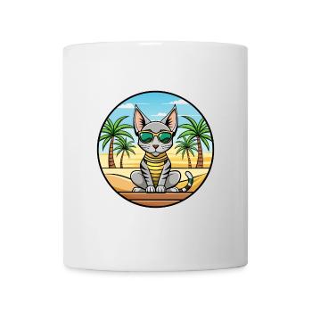 Egyptian Mau Cat Breed Cartoon Sunglasses Beach - Mug - white - Front