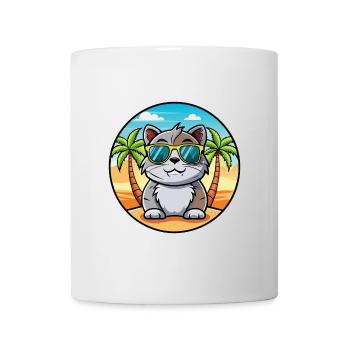 Scottish Fold Shorthair Cat Breed Cartoon Beach - Mug blanc - blanc - Devant