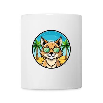 Eurasian Lynx Cat Breed Cartoon Lunettes de soleil Beach - Mug blanc - blanc - Devant