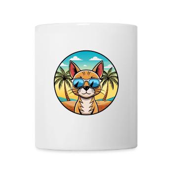 Abessinische Katzenrasse Cartoon Sonnenbrille Strand - Tasse - Weiß - Vorne