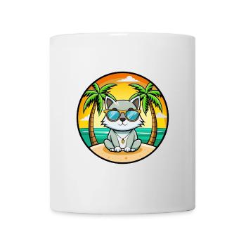 Asiatische Katzenrasse Cartoon Sonnenbrille Strand - Tasse - Weiß - Vorne