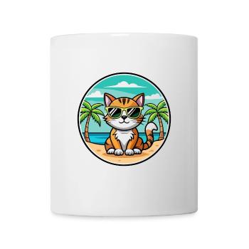 American Bobtail Cat Breed Cartoon Sunglass Beach - Mug - white - Front