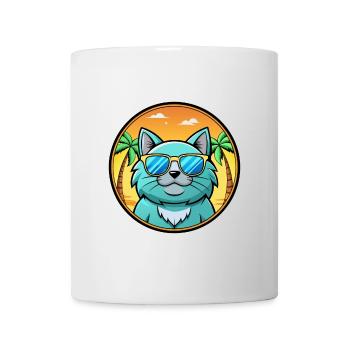 Chartreux Cat Breed Cartoon Sunglasses Beach - Mug - white - Front