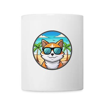 Lunettes de soleil de dessin animé de race de chat calicot dilué plage - Mug blanc - blanc - Devant