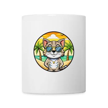Europäische Kurzhaarkatze Rasse Cartoon Sonnenbrille - Tasse - Weiß - Vorne