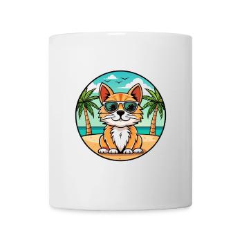 Lunettes de soleil de dessin animé de race de chat à poil long allemand plage - Mug blanc - blanc - Devant