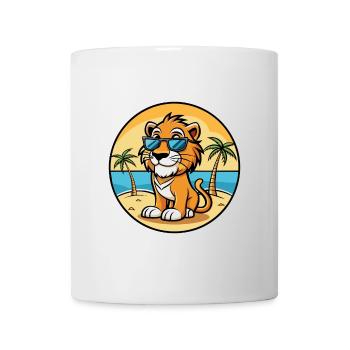 Liger Hybrid Löwe Tiger Katzenrasse Cartoon Strand - Tasse - Weiß - Vorne
