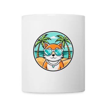 Hantilly Tiffany Katzenrasse Cartoon Sonnenbrille Strand - Tasse - Weiß - Vorne
