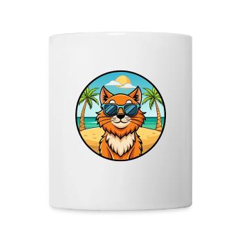 Ginger Longhair Cat Breed Cartoon Sunglasses Beach - Mug - white - Front
